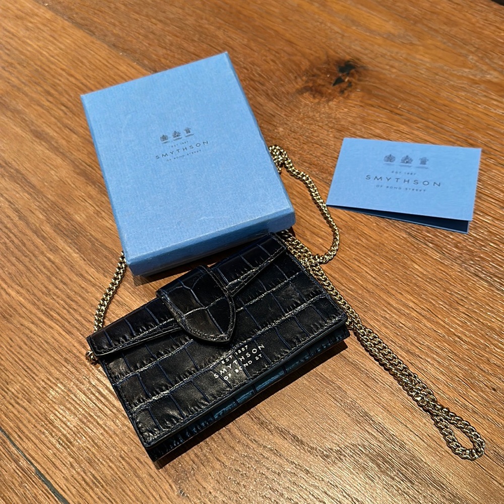 Smythson Card Case with Chain- Includes original packaging